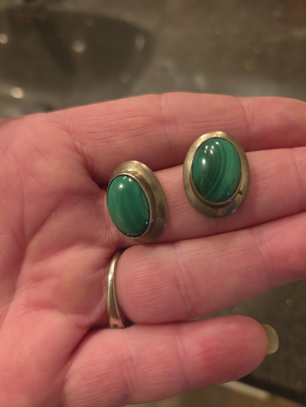 Native Sterling Silver And Malachite Earrings - Picture 2 of 4